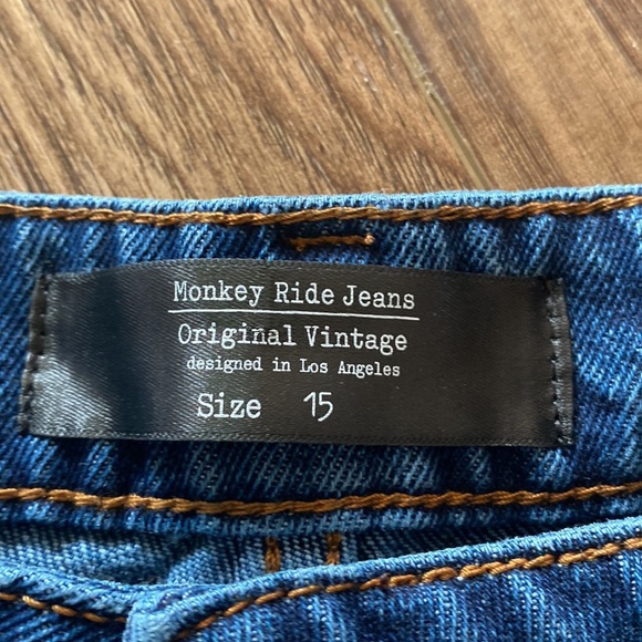 MONKEY RIDE Blue High Rise carpenter Mom Jeans Fit Women's Sz 15 cargo gorpcore - Picture 4 of 8